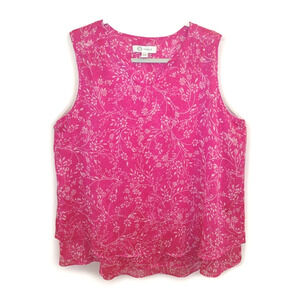 Christina B Pink Sleeveless Layered Blouse Women's Large Travel Beach Flowy